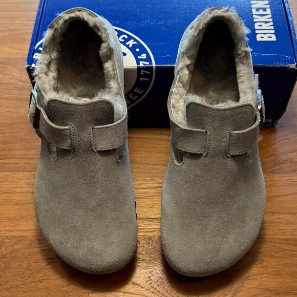 Birkenstock London Shearling in Suede, Whale Gray, US Women's 9-9.5, EU 40 - Picture 2 of 9
